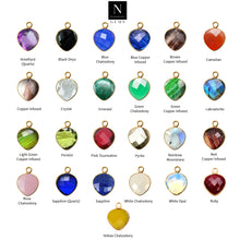 Load image into Gallery viewer, 10pc Set Heart Birthstone Single Bail Gold Plated Bezel Link Gemstone Connectors 10mm
