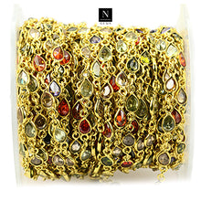 Load image into Gallery viewer, Multi Stone Pear 5x3mm Gold Plated Continuous Connector Chain
