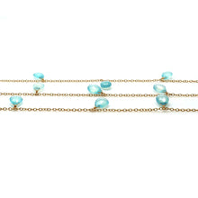 Load image into Gallery viewer, Aqua Chalcedony 8x12mm Cluster Rosary Chain Faceted Gold Plated Dangle Rosary 5FT
