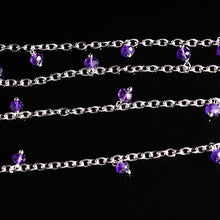 Load image into Gallery viewer, Amethyst 3-4mm Cluster Rosary Chain Faceted Silver Plated Dangle Rosary 5FT
