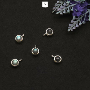 5PC Round Silver Plated Single Bail Cabochon 12x8mm Gemstone Connector
