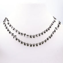 Load image into Gallery viewer, Black Spinel &amp; Crystal 1.5-2mm Cluster Rosary Chain Faceted Oxidized Dangle Rosary 5FT
