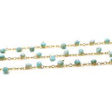 Load image into Gallery viewer, Amazonite 8x5mm Cluster Rosary Chain Faceted Gold Plated Dangle Rosary 5FT
