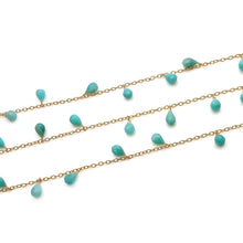 Load image into Gallery viewer, Amazonite 10x6mm Cluster Rosary Chain Faceted Gold Plated Dangle Rosary 5FT
