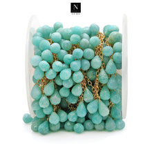 Load image into Gallery viewer, Amazonite 10x6mm Cluster Rosary Chain Faceted Gold Plated Dangle Rosary 5FT
