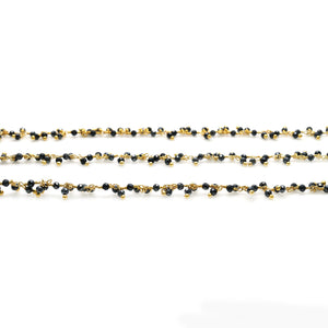 Black Pyrite Cluster Rosary Chain 2.5-3mm Faceted Gold Plated Dangle Rosary 5FT