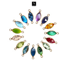 Load image into Gallery viewer, 10pc Set Marquise Shape Birthstone Double Bail Gold Plated Bezel Link Gemstone Connectors 14x18mm
