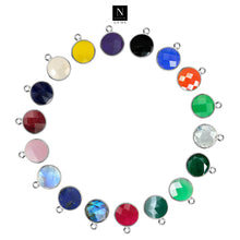 Load image into Gallery viewer, 10pc Set Round Single Birthstone Single Bail Silver Plated Bezel Link Gemstone Connectors 16mm
