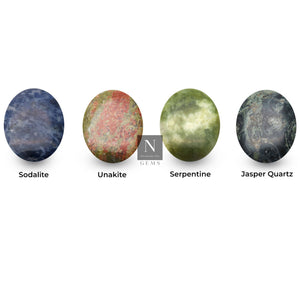 5PC Natural Worry Gemstones | Hand Curved Thumb Massager Stones | Thumb Meditation Gemstones | 39x29mm Oval