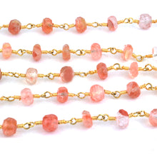 Load image into Gallery viewer, Raspberry Quartz Faceted Large Beads 5-6mm Gold Plated Rosary Chain
