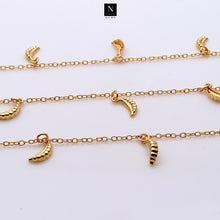Load image into Gallery viewer, 5ft Gold Crescent Moon Chains 14x4mm | Crescent Moon Necklace | Soldered Chain | Anklet Finding Chain
