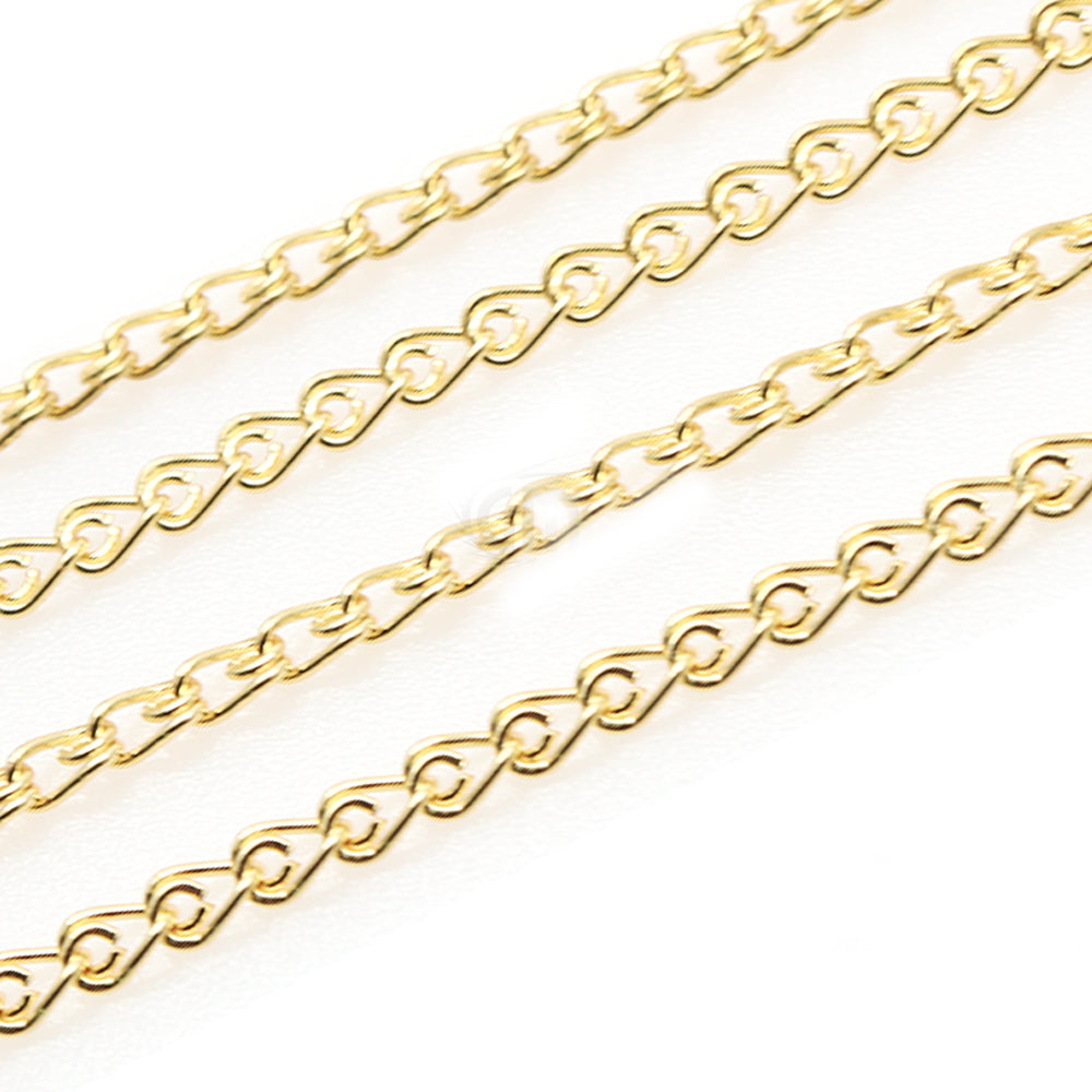 5ft Link Station Chain 2x4mm | Gold Necklace | Graduated Link Necklace | Paperclip & Curb Chain | Finding Chain