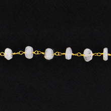 Load image into Gallery viewer, Rainbow Moonstone Faceted Large Beads 5-6mm Gold Plated Rosary Chain

