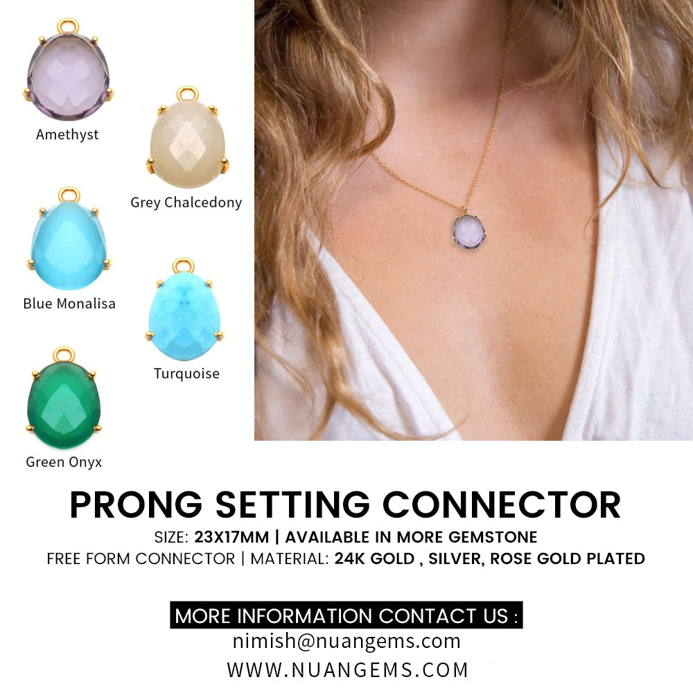 5PC Prong Setting Connector | Free Form Gold Plated Gemstone Connector | Single Bail Beading Bracelets