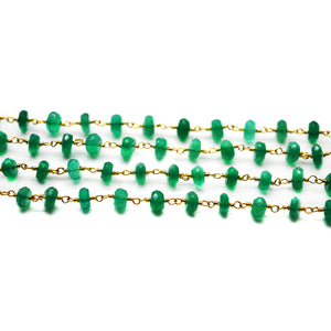 Green Onyx Faceted Large Beads 5-6mm Gold Plated Rosary Chain