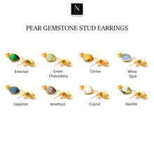 Load image into Gallery viewer, 5 Pairs Pear Shape Gemstone 13x7mm Gold Bail Stud Earring
