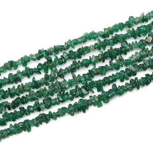 5 Strands Aventurine Gemstone Chip beads | Bead Necklace | Free Form Nugget Chips | Gemstone Chips | Long Bead Strand