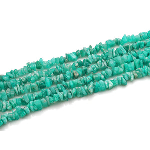 5 Strands Amazonite Gemstone Chip beads | Bead Necklace | Free Form Nugget Chips | Gemstone Chips | Long Bead Strand
