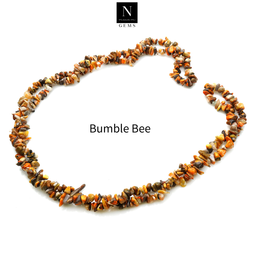 5 Strands Bumble Bee Gemstone Chip beads | 7-11mm Bead Necklace | Free Form Nugget Chips | Gemstone Chips | Long Bead Strand
