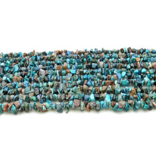 Load image into Gallery viewer, 5 Strands Chrysocolla Gemstone Chip beads | 7-10mm Bead Necklace | Free Form Nugget Chips | Gemstone Chips | Long Bead Strand

