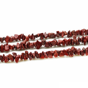 5 Strands Dark Red Coral Gemstone Chip beads | 7-10mm Bead Necklace | Free Form Nugget Chips | Gemstone Chips | Long Bead Strand