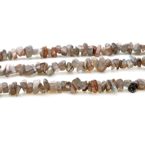 5 Strands Gray Moonstone Gemstone Chip beads | 7-10mm Bead Necklace | Free Form Nugget Chips | Gemstone Chips | Long Bead Strand