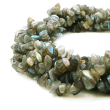 Load image into Gallery viewer, 5 Strands Labradorite Gemstone Chip beads | 7-10mm Bead Necklace | Free Form Nugget Chips | Gemstone Chips | Long Bead Strand
