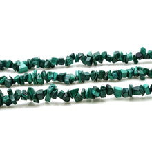 Load image into Gallery viewer, 5 Strands Malachite Gemstone Chip beads | 7-10mm Bead Necklace | Free Form Nugget Chips | Gemstone Chips | Long Bead Strand
