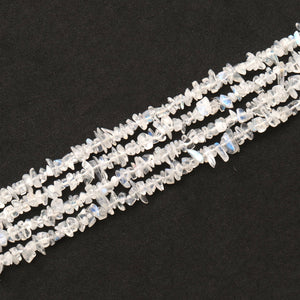5 Strands Rainbow Moonstone Gemstone Chip beads | 7-10mm Bead Necklace | Free Form Nugget Chips | Gemstone Chips | Long Bead Strand