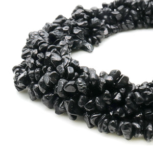 5 Strands Black Spinel Gemstone Chip beads | 7-10mm Bead Necklace | Free Form Nugget Chips | Gemstone Chips | Long Bead Strand