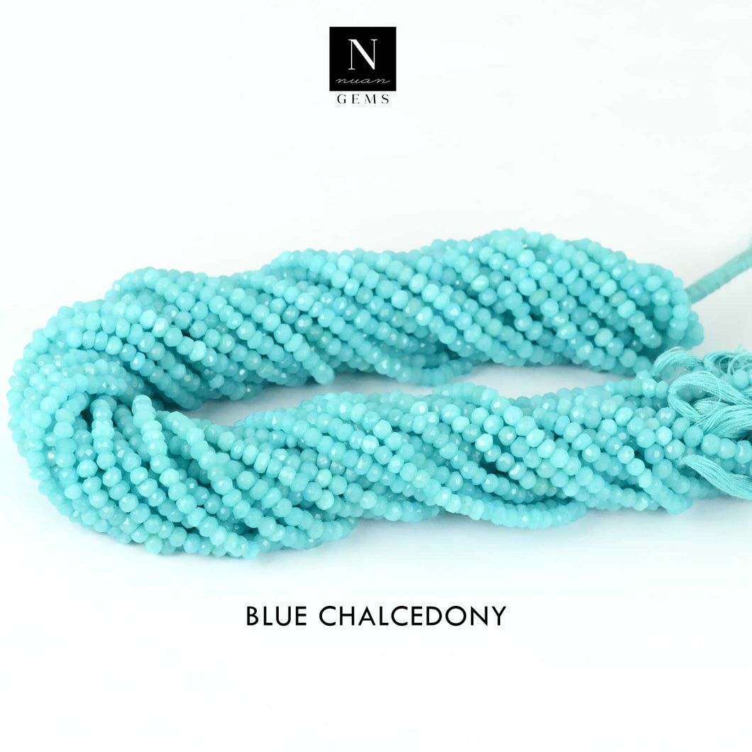 Blue Chalcedony Rondelle Gemstone Beads | Jewellery making Beads | Natural Gemstone | Bead Necklace | Bead Bracelet | Wholesale Beads
