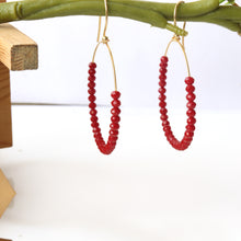 Load image into Gallery viewer, 5 Pairs Gemstone Round Hoop Earrings | Faceted Gemstone Beads Gold Plated Womens Hoop Earrings | Birthstone Charms &amp; Penants | Crystal Beads
