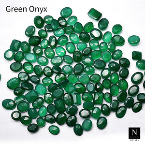 50CT Green Onyx Faceted Loose Gemstones