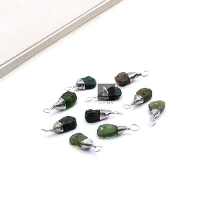 5Pc Green Garnet Wire Wrapped 15x7mm Jewelry Making Drop Shape Connector