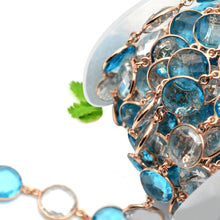 Load image into Gallery viewer, Blue Topaz Round 12mm Gold Plated Wholesale Connector Rosary Chain
