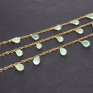 Prehnite 8x6mm Cluster Rosary Chain Faceted Gold Plated Dangle Rosary 5FT