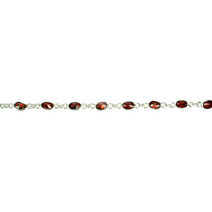 Garnet Oval 5-4mm Silver Plated Wholesale Connector Rosary Chain