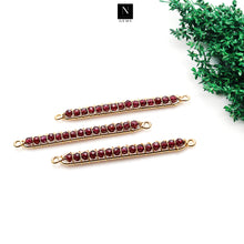Load image into Gallery viewer, 5Pc Wire Wrapped Beaded Round 50x5mm Gold Plated Gemstone Beads Rectangle Bar
