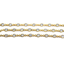 Load image into Gallery viewer, White Zircon Oval 5x4mm Gold Plated Wholesale Connector Rosary Chain

