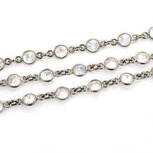 Load image into Gallery viewer, White Zircon Round 5mm Oxidized  Wholesale Bezel Continuous Connector Chain
