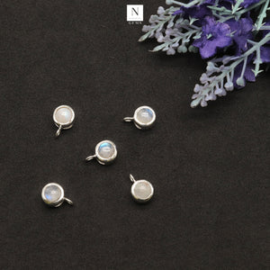 5PC Round Silver Plated Single Bail Cabochon 12x8mm Gemstone Connector