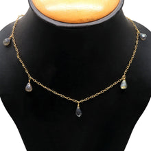 Load image into Gallery viewer, Labradorite 8x5mm Cluster Rosary Chain Faceted Gold Plated Dangle Rosary 5FT
