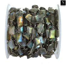 Load image into Gallery viewer, Labradorite Mix Faceted 12-15mm Oxidized Wholesale Connector Rosary Chain
