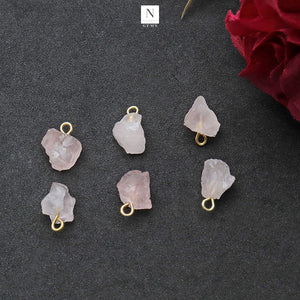 5Pc Rough Gemstone Necklace Pendant 12x8mm Gold Electroplated Pendant