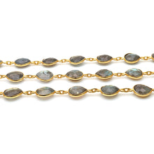 Load image into Gallery viewer, Labradorite Faceted Heart Gold Bezel 12mm Continuous Connector Chain
