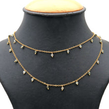 Load image into Gallery viewer, Green Rutile 3-4mm Cluster Rosary Chain Faceted Gold Plated Dangle Rosary 5FT
