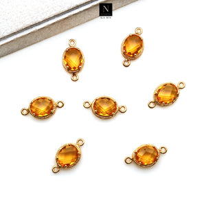 5PC Oval Faceted Gemstone 17x10mm Prong Setting Gold Plated Necklace Pendant