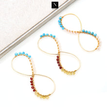 Load image into Gallery viewer, 5PC Infinity Shaped Beaded Gemstone Connector 60x56mm DIY Earring Connector
