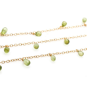 Peridot 7x4mm Cluster Rosary Chain Faceted Gold Plated Dangle Rosary 5FT