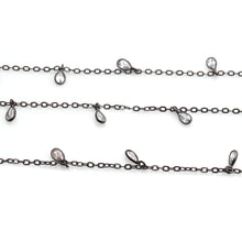 Load image into Gallery viewer, White Zircon 5x4mm Cluster Rosary Chain Faceted Oxidized Bezel Dangle Rosary 5FT
